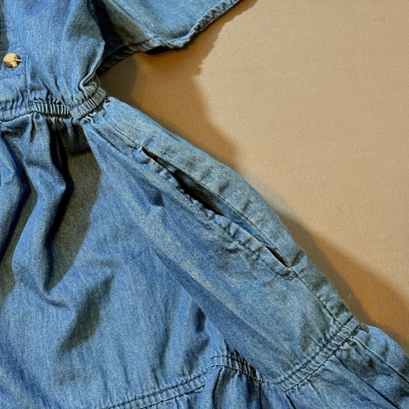 Speed Limit Girls Denim Dress Size 10 Years Blue Button Front Tiered Pockets - Picture 4 of 4